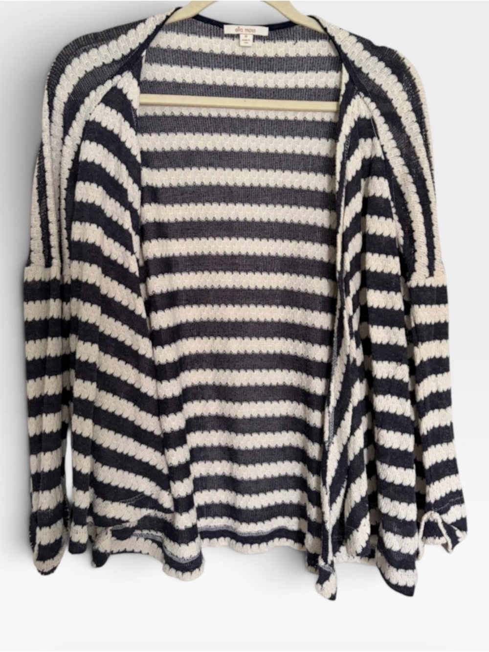 Ella Moss Navy & Cream Striped Open-Front Cardigan